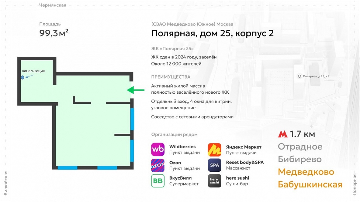 Торговая площадь в ЖК Полярная 25